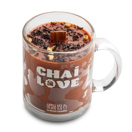 Tiesta Tea Chai Love Ardent Candle | Chai Tea Scent | Natural Soy Blend Wax Candle | Wooden Wick | 12oz Reusable Glass Mug | 55 Hours Burn Time | Gift for Tea Lovers - Aromatic, Cozy, and Long Lasting