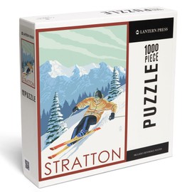 Stratton, Vermont, Downhill Skier Scene (1000 Piece Puzzle, Challenging Jigsaw Puzzle for Adults, Made in USA)