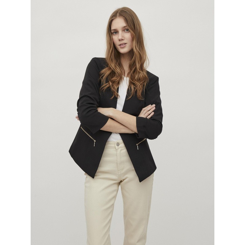 Vila Women’s 3/4-Sleeve Blazer, black