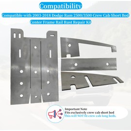 Crew Cab Short Bed Center Frame Rail Rust Repair Kit for 2003-2018 Dodge Ram 2500 3500 Cummins Crew Short Bed Frame Rail Rust Repair Middle Section