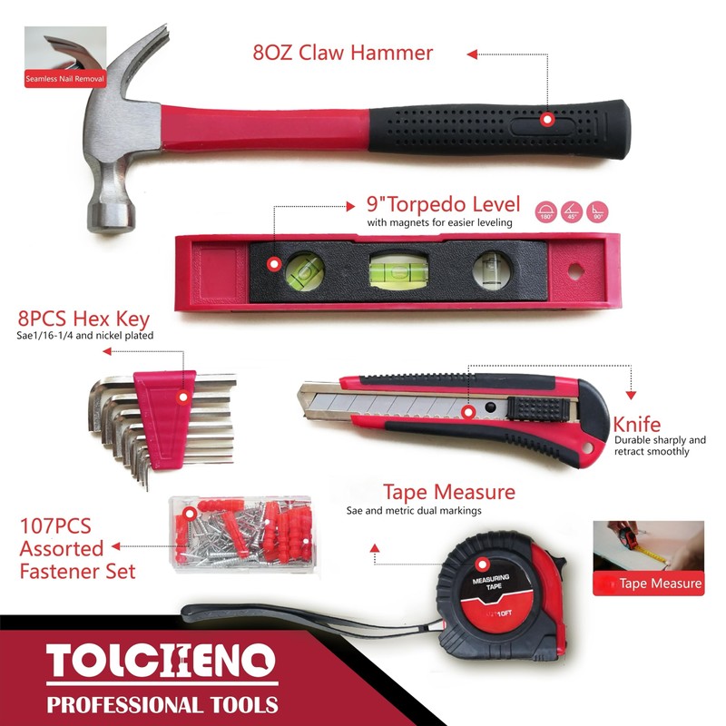 TOLCHENO Basic Tool Kit - Mini Tool Box for Home,Apartement,Dorm