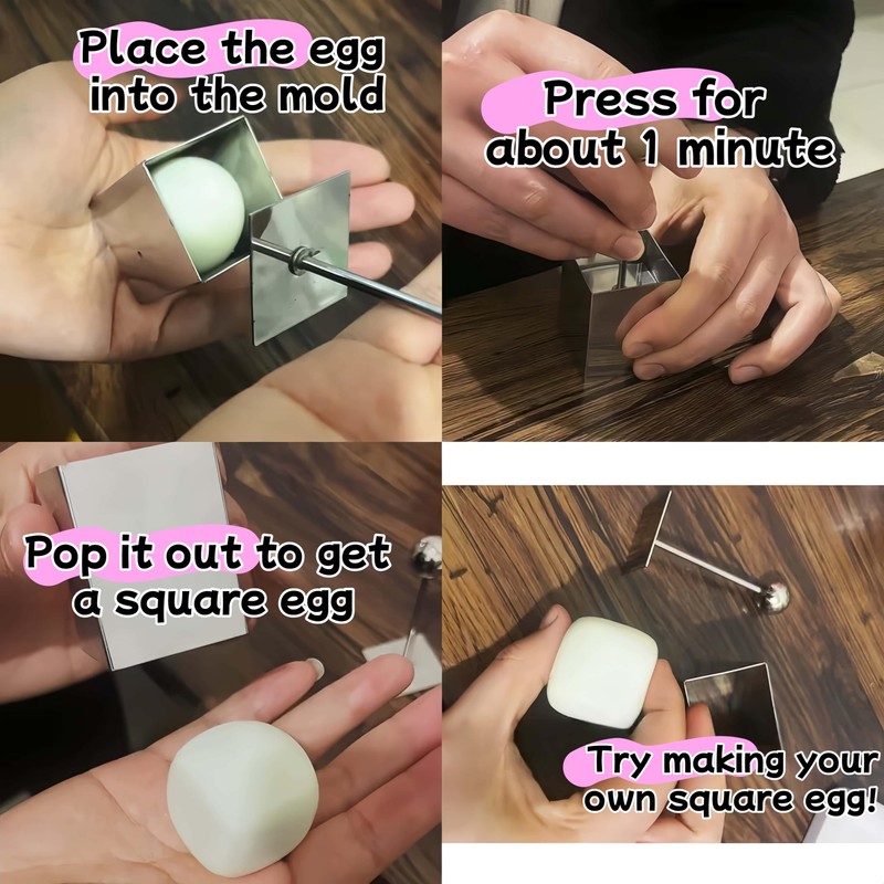 Square Egg Press for Hard Boiled Eggs Mold, Egg Cuber