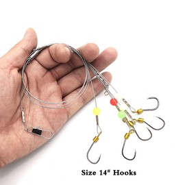 Fishing Hooks with Leader,Deep Drop Rigs,5 Circle Hooks Fishing rig, Stainless Steel Wire Fishing Leaders with Swivel, Snap, Beads, Leader,Hooks