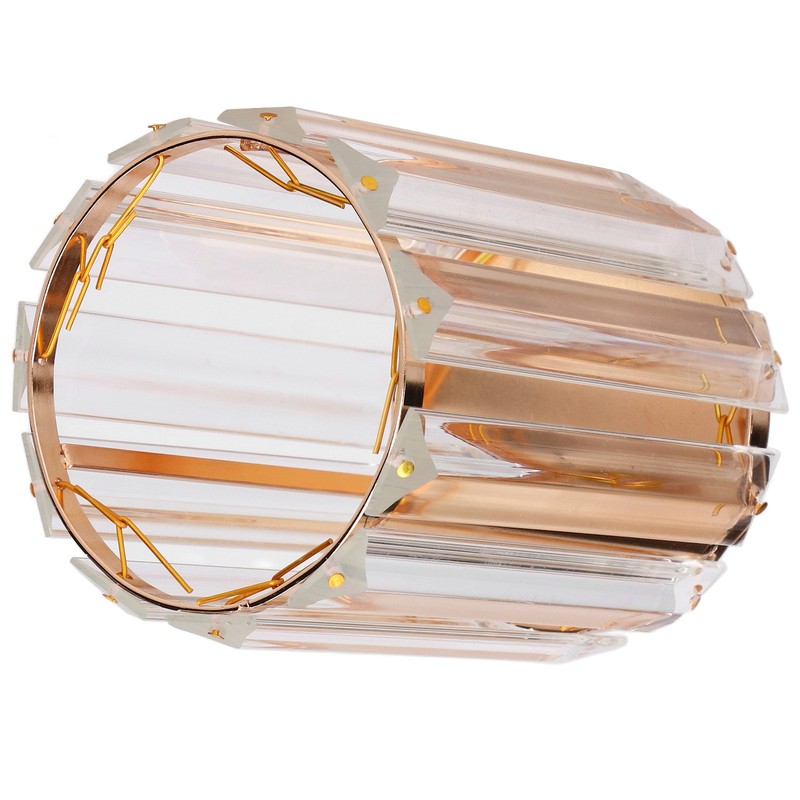 Cosmetic Brush Holder Transparent Glass Round Decorative Desktop Pen Storage