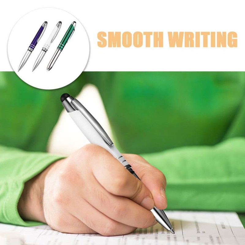 Operitacx LED Ballpoint Pen with Stylus Tip 3Pcs Retractable Lighted
