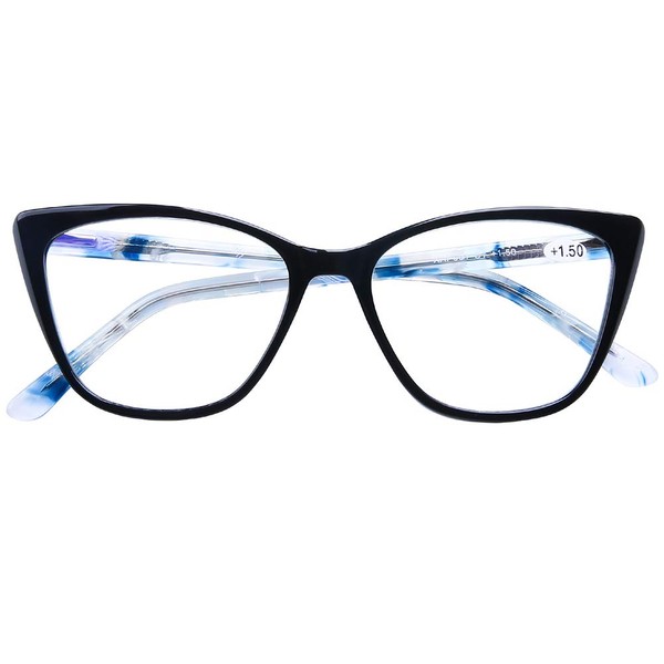 DOOViC-Gafas de lectura para computadora, bloqueo de luz azul, antifatiga ocular, lectores de bisagra de resorte de ojo de gato a la moda para mujeres, fuerza 1,25