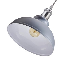 iTrend Metal Ceiling Lamp Shade - Easy Fit Light Pendant - Modern Ceiling Lighting Shade for Bedroom, Hallway, Office, Café, Restaurant - Industrial Light Shade Ceiling Pendant (Grey/Inner White)
