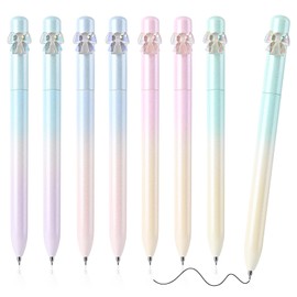 Valtiner 8 Pcs Cute Rotating Gel Pens, 0.5mm Fine Point Pen, Smooth Writing and Quick Dry, No Bleed & Smear, Aesthetic Barrels, Black Ink Pen for Journaling (Glitter Multicolor Rotate)