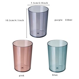 Awhale 3pcsToothbrush Cup, Bathroom Tumbler Cup, Bathroom Cup, Plastic Toothbrush Holder, Tooth Cup 330ML (Blue & Pink & Purple)