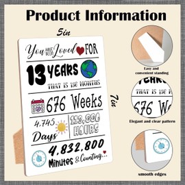 13th Birthday Party Decorations, 13 Years Old Poster For Men Or Women, 13th Birthday Gift for Him Her, Back In 2012 Table Sign, 5 * 7" Wooden Sign With Stand, 13 Year Old Girl Birthday Gift Ideas,10