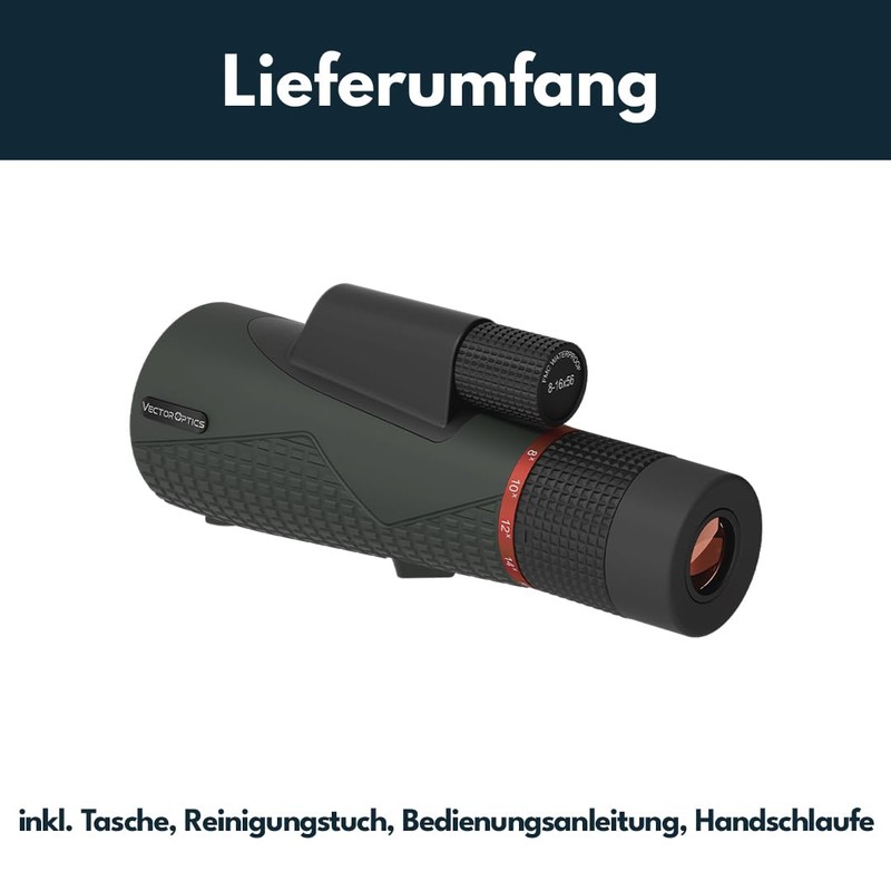 Vector Optics SCMO-04 Forester 8-16x56 ED Tactical Monocular for Sports,