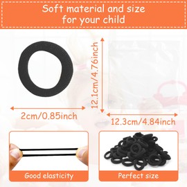 A AIKOOL 100 Pcs Baby Hair Ties Toddler Hair Ties No Damage for Little Girls and Kids Soft Mini No-Pull Sweet & Cute Elastic Ponytail Holders (Black)
