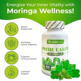 ChillTreat Prime Earth Series-Moringa Gummies-60 Gummies Serve 30 days-1000mg Moringa Gluten Free Supplement for Better Life