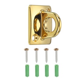 MECCANIXITY Rope Stanchion Wall Plate Hook, 2 Pack Large Loop Wall Plate Hanging Circle Hook Metal Post Queue Line Barrier Hook for Openings Movie Theaters, Gold