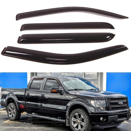 Window Visors Rain Guards Side Wind Deflectors Vent Guard Shade for F150 SuperCrew/Crew Cab Sun 2009-2014 94155 4-Pieces Set