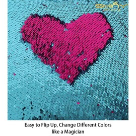 ShinyBeauty Reversible Glitter Sequin Fabric | Turquoise-to-Fuchsia Gradient Mermaid Scales Sparkly Craft Cloth | 1 Yard Polyester Textile for Tie-Dye Kits, DIY Dresses, Home Decor Accents