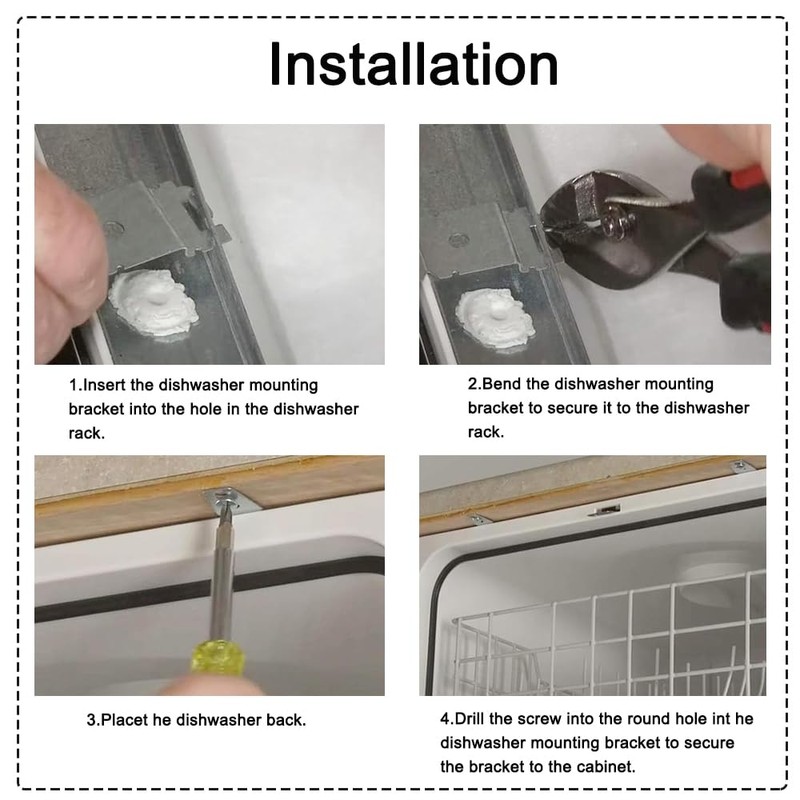 SagaSave 2 Pcs Dishwasher Mounting Bracket, Under Counter Dishwasher Fixing