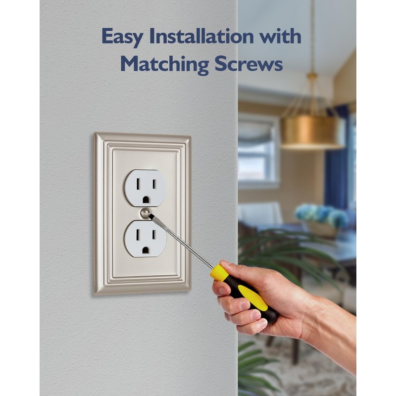 ZILLSEA Decorative Framed Design Switch Plates Outlet Covers, Duable Metal