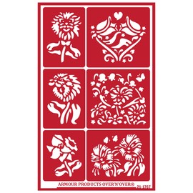 Over'N'Over Reusable Glass Etching Stencils – Durable Self-Stick Designs for Glass, Mirrors, and Ceramics with Armour Etch Cream – 5” x 8” Stencil Sheet - Fun Flowers