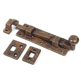 Van Dyke's Restorers Rustic Vintage Iron Flush or Offset Surface Bolt for Gates, Doors, and Cabinets, Flush - Black Powder Coat, 12"