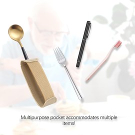 Universal Cuff, Leather Cuff with Elastic Strap, Holds Utensils or Writing Aids, Makes Mealtime or Other Activities Easier for Elderly or Individuals with Weak Grip, 2-1/2"