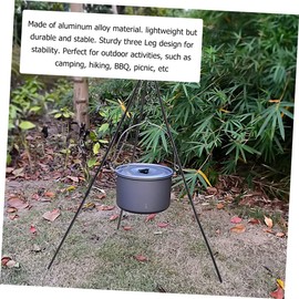 GRIRIW Lightweight Camping Tripod Stand Cooking Rack for Outdoor BBQ Hiking and Picnic Activities Essential Campfire Supply Black