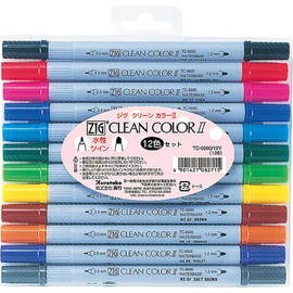 Kuretake Fude Real Brush Pen, Twin, ZIG Clean Color II, 12 Set (TC-6600/12V)