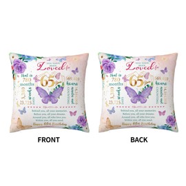 65th Birthday Gifts for Women, 65th Birthday Decorations for Women, 65 Year Old Birthday Gifts for Women, 1959 Birthday Gifts for Women, 65th Birthday Gift Ideas Throw Pillow Covers 18×18 Inches