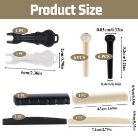 12PCS Acoustic Guitar Bridge Pins, Acoustic Guitar Pegs With Bridge Pins Puller Remover Parts Replacement Tool, String Saddle Guitars Parts Accessories Kit(White, Black)