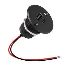 CamperXlite 24 W USB C Socket 12 VDC Aluminium for Motorhome QC 3.0 et PD 3.0, Yacht USB Socket Car Quick Charger with All iOS/Android Devices, for Caravan, Trailer, Van, Truck, Boat (Pack of 1)