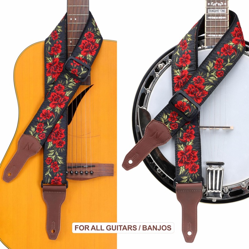 Nefelibata Banjo Strap, 2" Wide Double Full Grain Cowhide Guitar