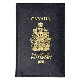 Canada Passport Wallet Genuine Leather Passport holder with Emblem (Blue)