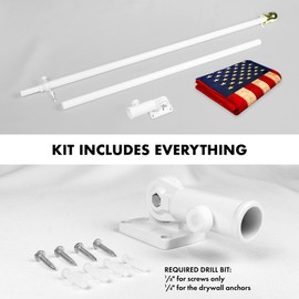 G128 Combo Pack: 6 Ft Aluminum Spinning Flagpole (White) & USA Tea-Stained Flag 3x5 Ft, ToughWeave Pro Series Embroidered 420D Polyester | Pole with Flag Included