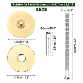 MECCANIXITY Door Hole Cover Plate, 2" Dia Deadbolt Cover Plate Round Door Knob Hole Filler Plate Brushed Satin Nickel 1.38" Nut 3.54" Screws Gold Pack of 2