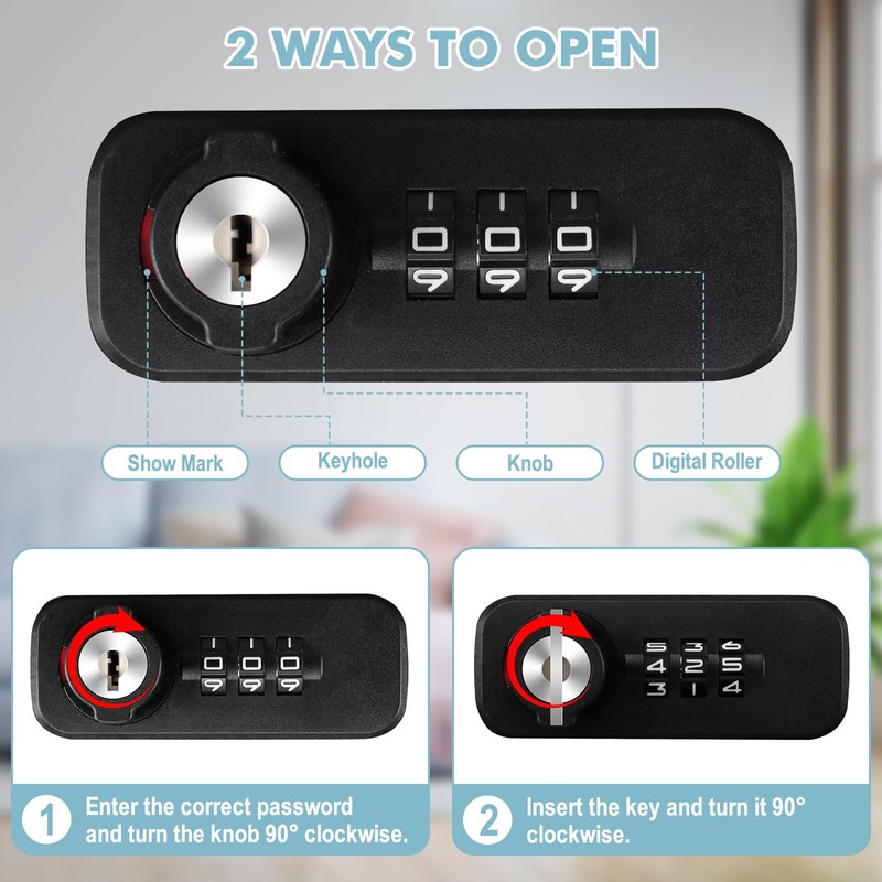 KYODOLED Fireproof Lock Box for Documents, Dual Combination and Key