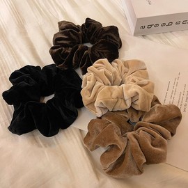 scicent Hair Bobbles 4 Pcs Elastic Hair Bands for Women Free Hair Band no Damage for Girls Hairbands Women Ponytail Holders Soft Velvet Scrunchies for Thick Hair - 217312
