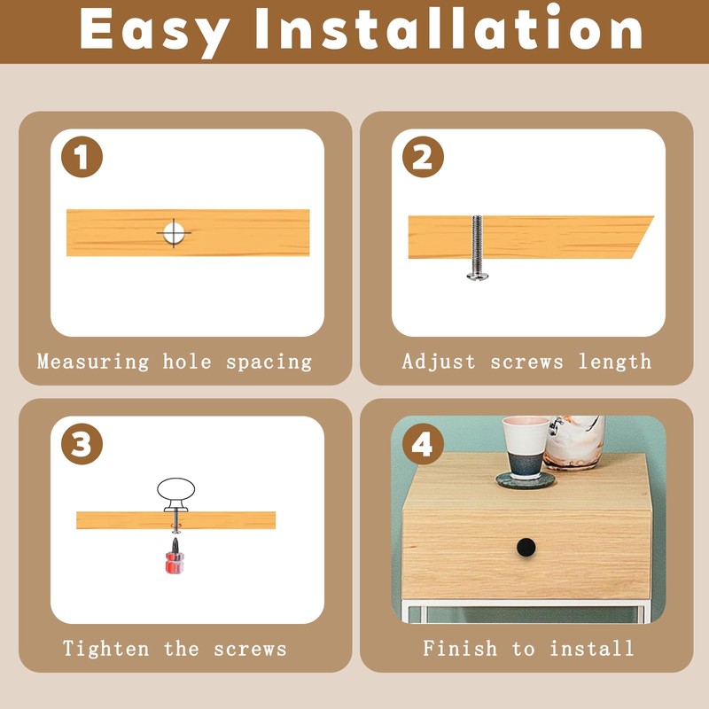 5 Pcs 30mm Round Cabinet Knobs Equipped with Screws and