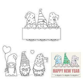 2 PCS Christmas Gnomes Clear Stamps for Card Making and Journaling, Xmas Gnome Banner Silicone Stamps Greeting Words Label Rubber Stamps for Scrapbooking DIY Cards Album Crafts Supplies