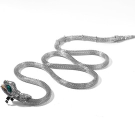 JewelryWe Jewellery Snake Bracelet, Necklace, Flexible, Bendable Snake Chain Wrap Bracelet, Twistable, Adjustable, Chain, Cuff, Bangle, Hair Accessories, for Men and Women, Rhinestone