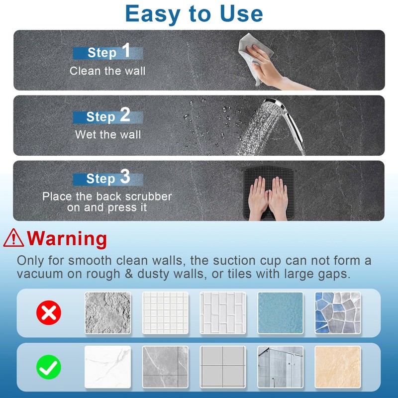 Back Scrubber for Shower Wall, Hands-Free Shower Foot & Back