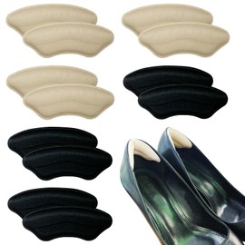 Bliceon 6 Pairs Heel Cushion Pads, Anti-Slip Heel Cushions, Heel Protectors, Heel Grips for Ladies Shoes, Heel Protectors for Women Men Fit and Comfort Heel Blister Protectors - Black and Skin Color