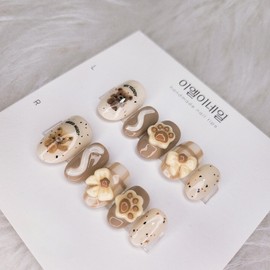 Teddy Bear Bear Nail Handmade Nail Tip - Oval / 테디베어 곰돌이네일 수제네일팁 - 오벌