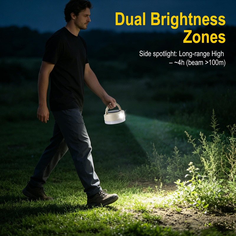 BORUiT LED Camping Light, Solar Powered or USB C Rechargeable,