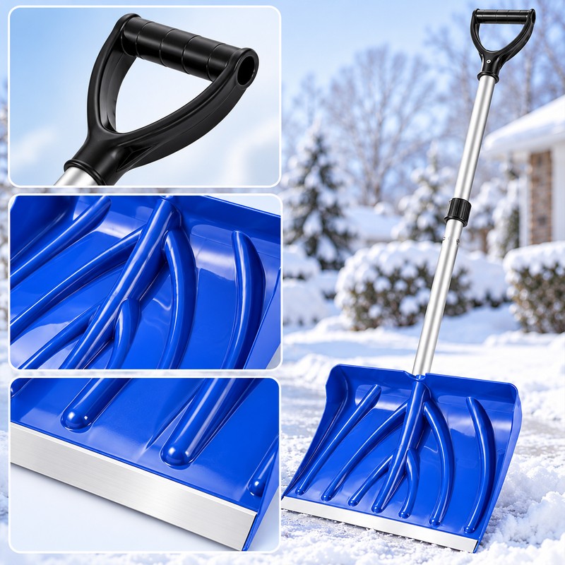 18-Inch Snow Shovel for Driveways and Walkways – Adjustable Aluminum