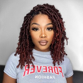 ToyoTress Butterfly Locs Crochet Hair - 12 inch 8 Pcs T350 Ombre Orange Faux Locs Pre-twisted Distressed Crochet Braids Pre-looped Synthetic Braiding Hair Extensions (12 Inch,T350-8P)