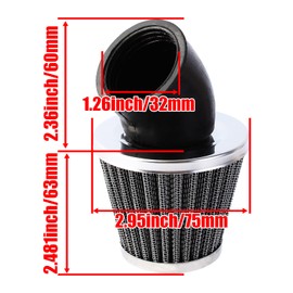 YOFMOO Filter 1.5inch 38mm 39mm 40mm 45 Degree Angled for 50cc 70cc 90cc 110cc 125cc 150cc 200cc ATV Quad Scooter Go Kart Moped Pit Dirt Pocket Mini Bike GY6 Pack of 3