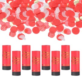 sourcing map 8Pcs Confetti Popper for Wedding, Paper Confetti Happy Birthday Table Scatter Confetti Dots for Birthday Graduation Christmas Party Supplies Decorations, 4" Red