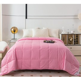 Eastwarmth Lightweight Goose Down Comforter Cooling Blanket Duvet for Summer/Warm Weather,Ultra Soft Fabric 750 Fill Power Pink Color King Sise(104x90inch)