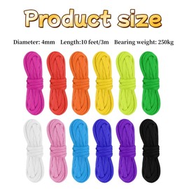 12 Pack 550-10 FeetColourful Nylon Multifunction Paracord Rope(12 Colors)