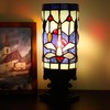 Small Tiffany Table Lamp Blue Dragonfly Style Mini Stained Glass